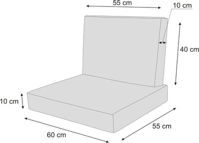 PillowPrim Kissen Set für Rattan/Korbsessel, Rückenlehne Sitz, Sitzkissen Outdoor Sitzpolster Garten