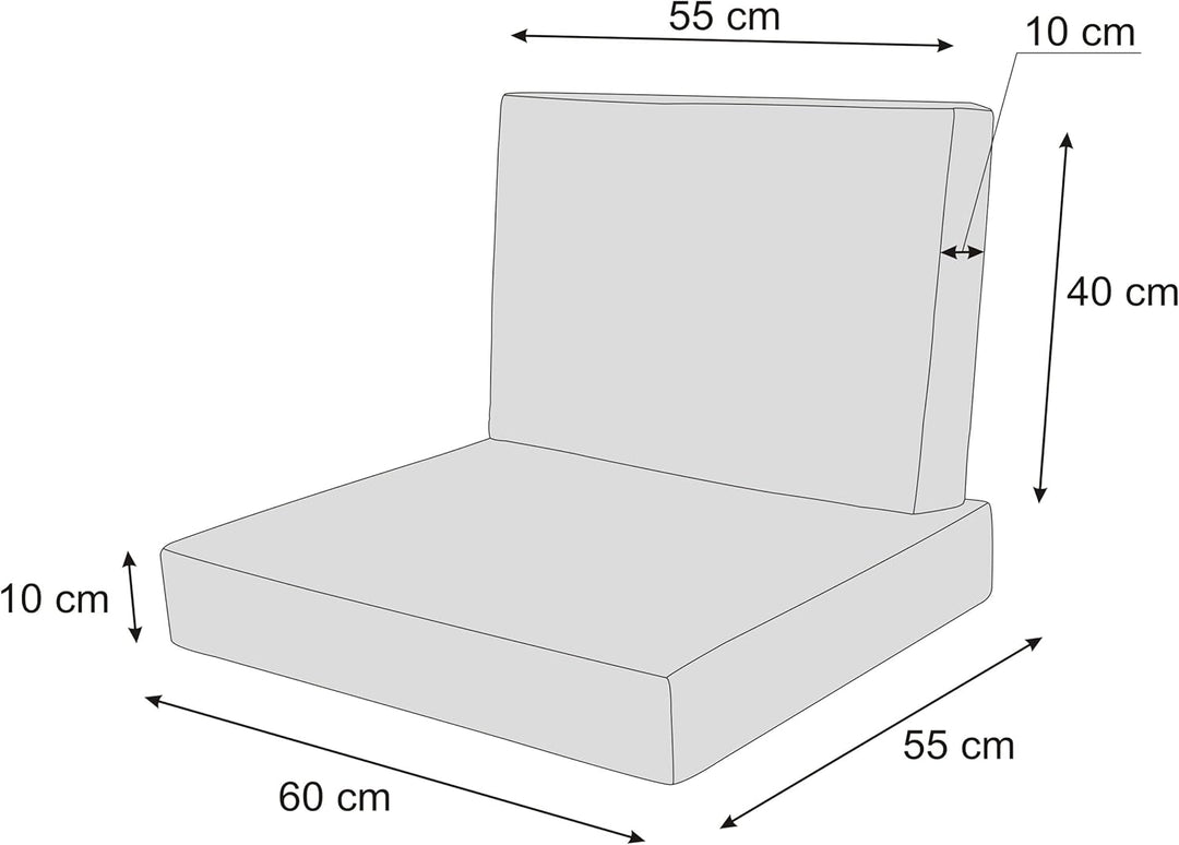 PillowPrim Kissen Set für Rattan/Korbsessel, Rückenlehne Sitz, Sitzkissen Outdoor Sitzpolster Garten