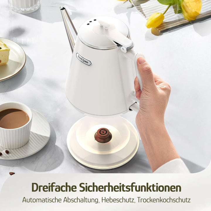 Hazel Quinn Elektrischer Wasserkocher, 1 Liter, Retro-Design, Kleiner Teekocher, doppelwandig, 304 E