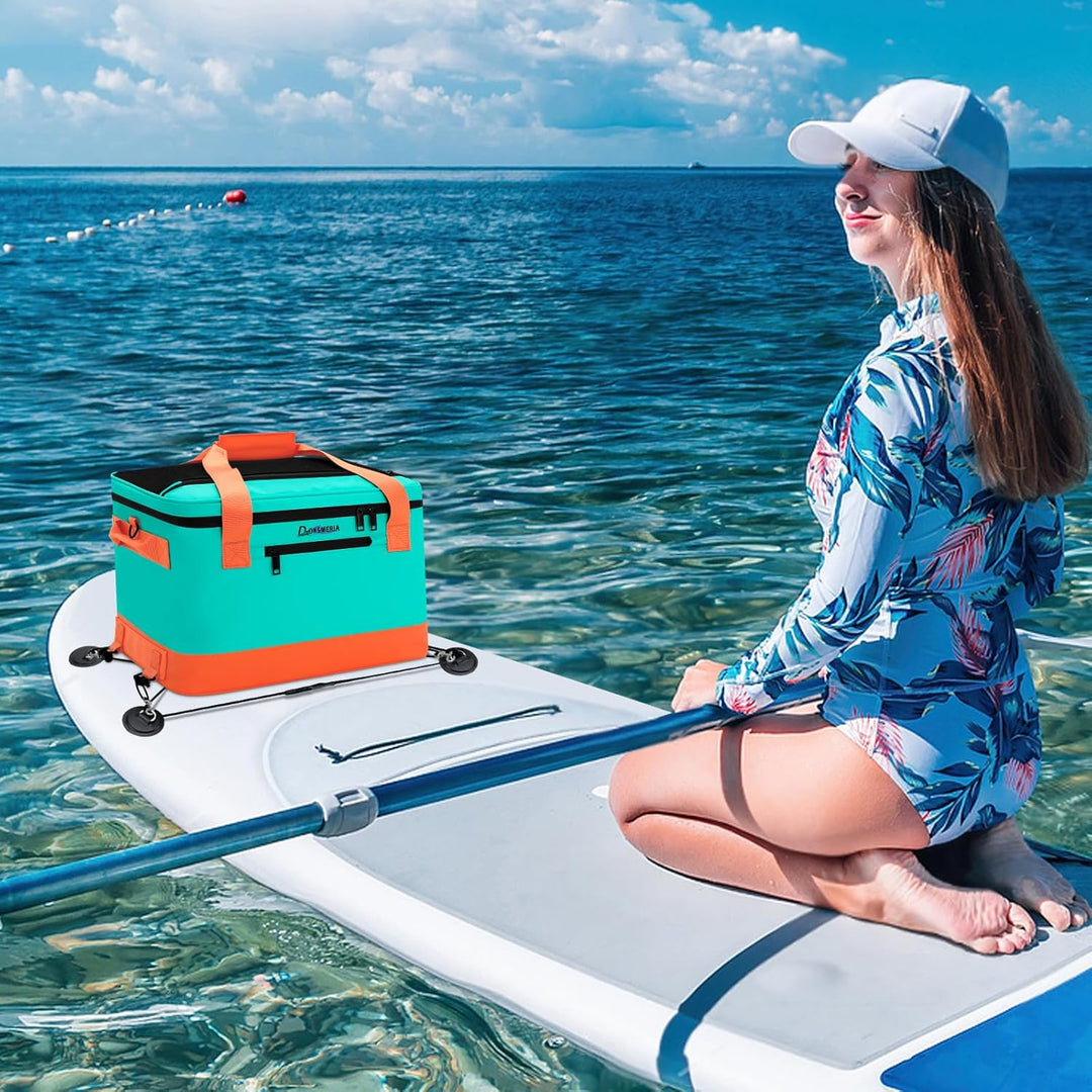 Paddle Board Cooler Wasserdicht, Super Capacity SUP Paddleboard Deck Cooler mit Schultergurt & 6 ela