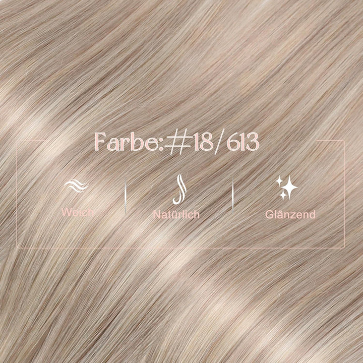 Easyouth Nano Bead Extensions Echthaar Farbe Aschblond und Gelb Blond 14 Zoll 50 Stück 50g Nano Loop
