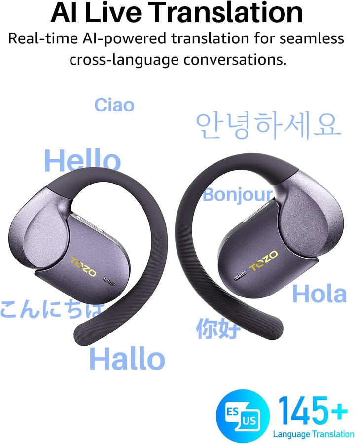 TOZO Open X2 Pro Open-Ear Kopfhörer (Titanschwarz, Sets A) | 15,4-mm Treiber, Gyro Spatial Audio, Du