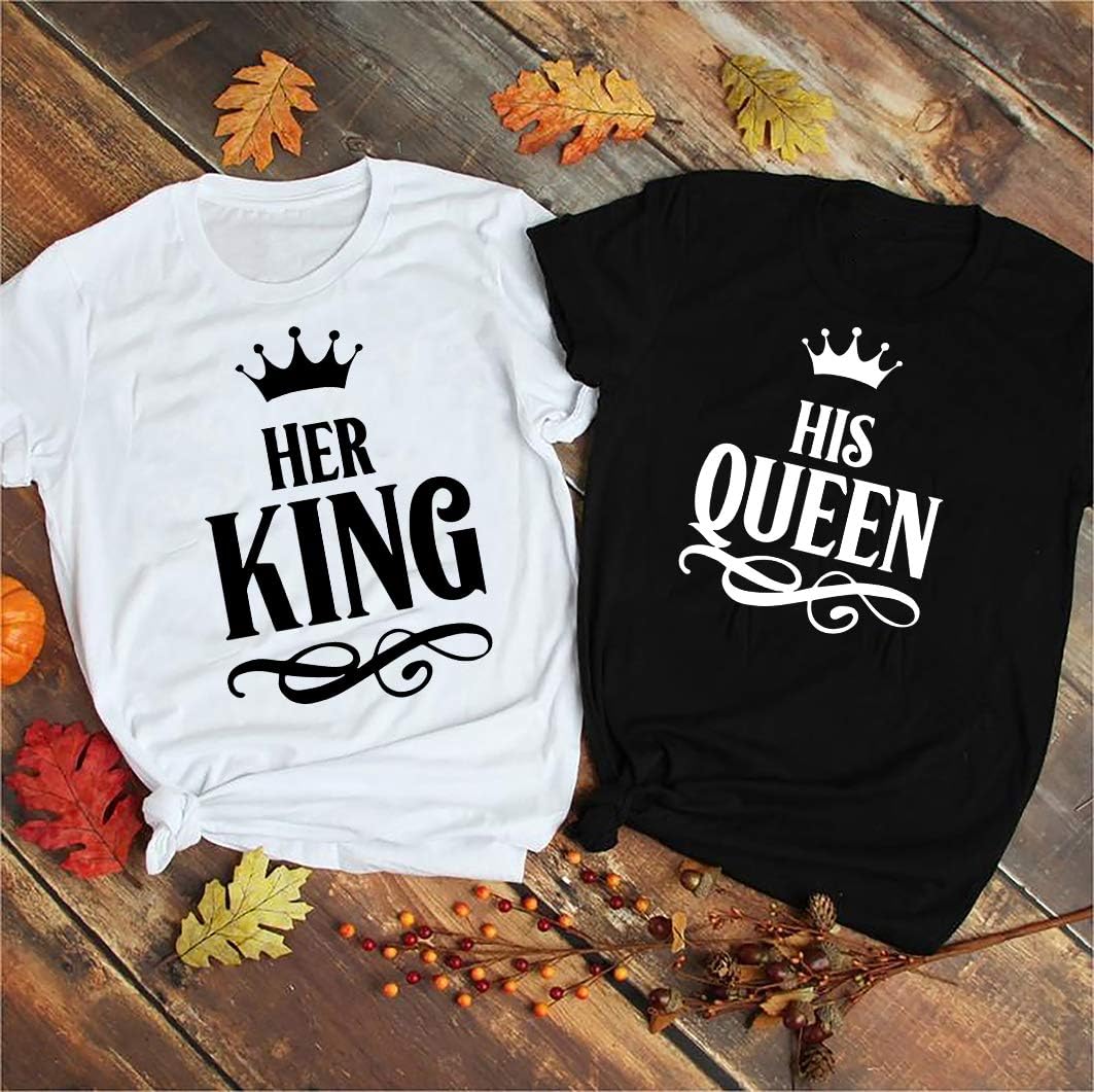 Her King His Queen - Partner-T-Shirt Damen und Herren - 2 Stück - Couple-Shirt Geschenk Set für Verl