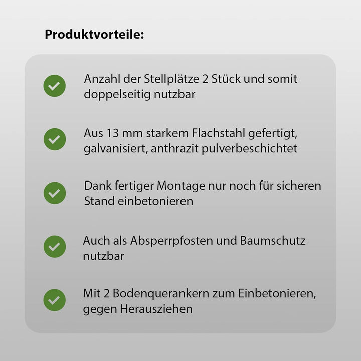 TRUTZHOLM Fahrrad Anlehnbügel zum Einbetonieren aus Flachstahl mit Knierohr 760 mm breit