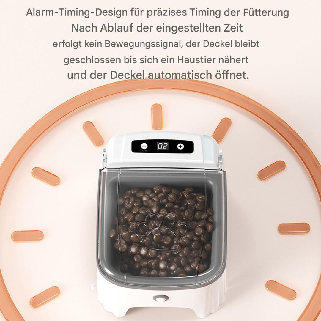 Dzqad Tierfutterspender, Elektrischer Lebensmittelbehälter, Induktionsdeckelöffnung, Sensor-Katzenfu