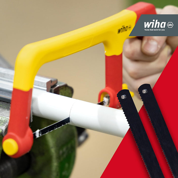 Wiha Bügelsäge electric isoliert I mit drei austauschbaren Sägeblättern 150 mm I sauberer Schnitt be