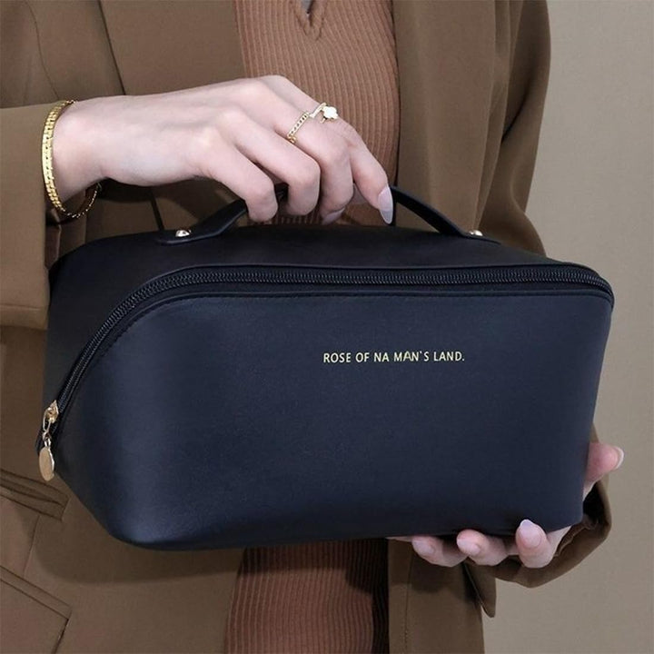 1PCS Make Up Tasche, Reise Kosmetiktasche mit grossem Fassungsvermögen, tragbare wasserdichte Leder