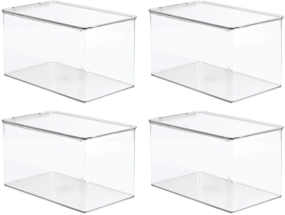 mDesign 4er-Set Aufbewahrungsbox für Bastel- und Nähzubehör – Bastel Organizer aus Kunststoff mit Kl