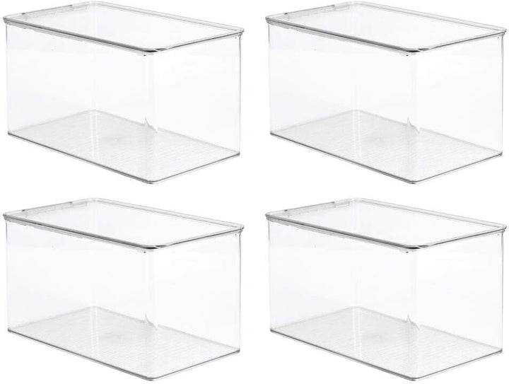 mDesign 4er-Set Aufbewahrungsbox für Bastel- und Nähzubehör – Bastel Organizer aus Kunststoff mit Kl