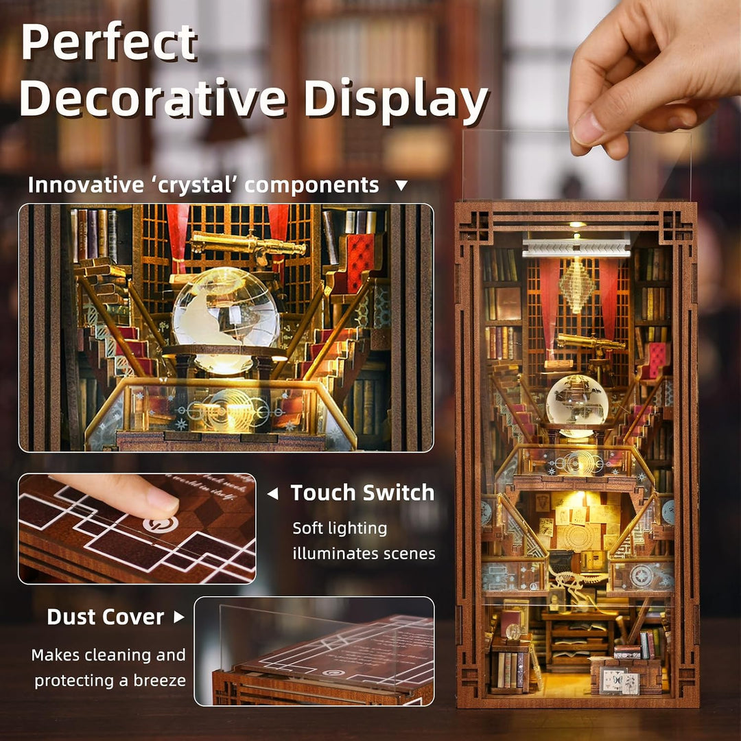 Book Nook Kit, DIY Miniatur Puppenhaus Booknook Kit, 3D Wooden Puzzle Bookend Bookshelf Insert Decor