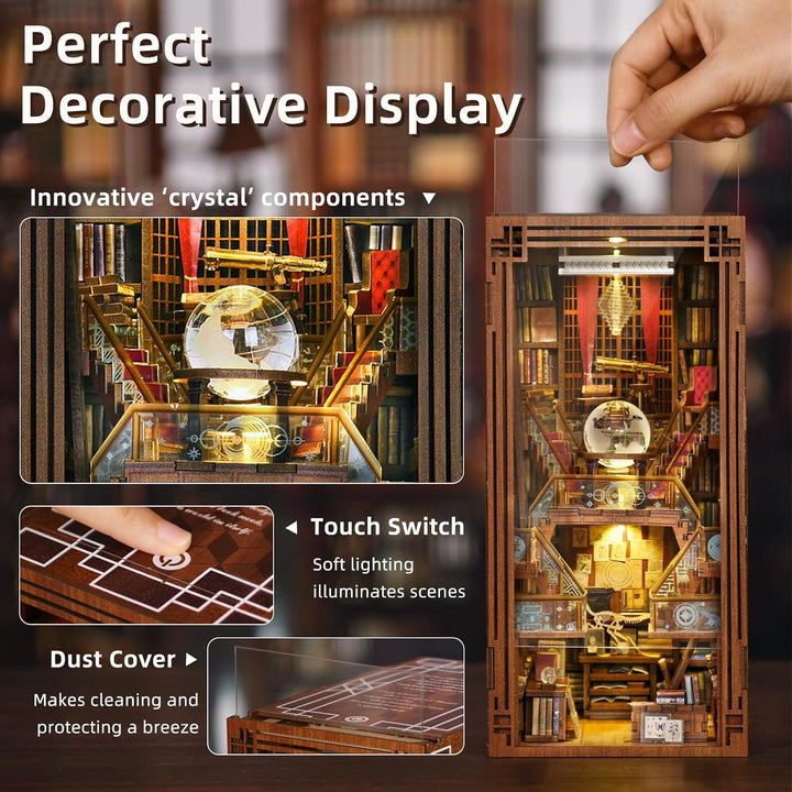 Book Nook Kit, DIY Miniatur Puppenhaus Booknook Kit, 3D Wooden Puzzle Bookend Bookshelf Insert Decor