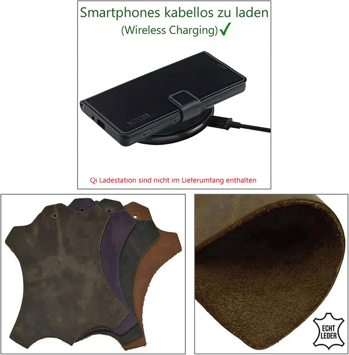 Suncase Book-Style Hülle kompatibel mit Google Pixel 7 5G Leder Tasche (Slim-Fit) Lederhülle Handyta