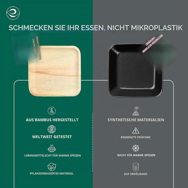 ECO SOUL Kompostierbare quadratische Palmblatt-Teller, 17,8 cm und 25,4 cm, wie Bambus-Teller, biolo