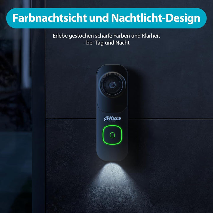 Dahua Video-Türklingel - 2K WLAN Türklingel mit Kamera | 4MP, 120° Weitwinkel, KI-Erkennung von Pers
