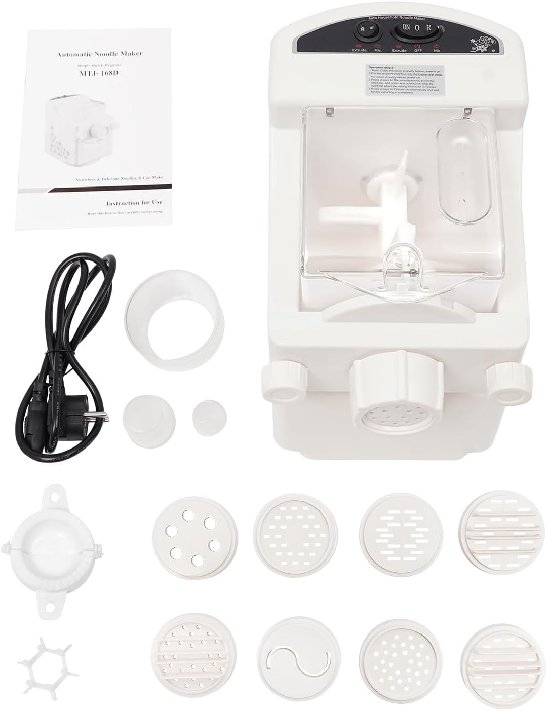 180W Elektrische Nudelmaschine, Automatische Pastamaschine, 9 Formen, Einfache Reinigung, für Spaghe