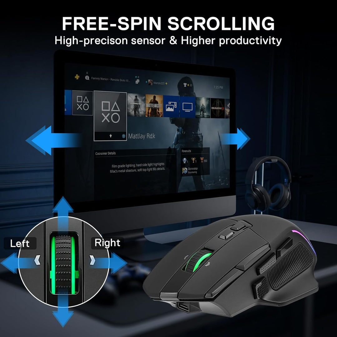 Redragon M925 PRO Kabellose Gaming-Maus, 26.000 DPI Optisch RGB Maus 10 programmierbaren Tasten, ult