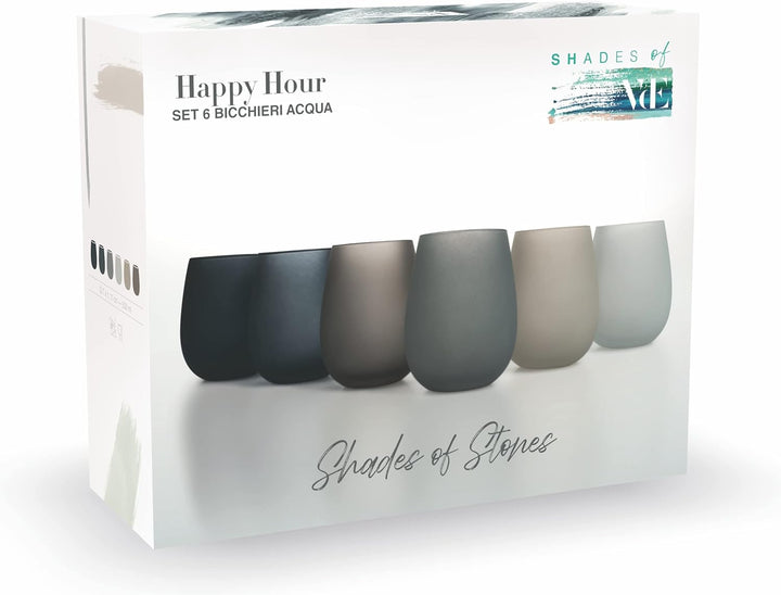 Villa d'Este Home Tivoli 5911527 Happy Hour Stones 6er Set Frosted Wasserglas 500 ml