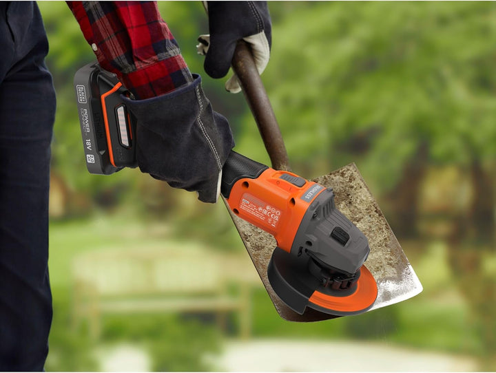 BLACK+DECKER Akku-Winkelschleifer (18V, 115mm Scheiben-ø, bürstenlos, Sanftanlauf, für Trenn, Schlei