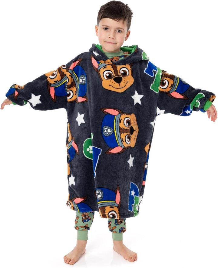 Paw Patrol Boys Oversized Blanket Hoodie | Kinder Mädchen jagen Polizei Rettung Tier Cartoon Grau Vu
