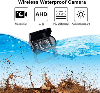 Podofo HD Wireless Rückfahrkamera Kit mit 7 "LCD Auto Monitor wasserdichte Rückfahrkamera + Autolade