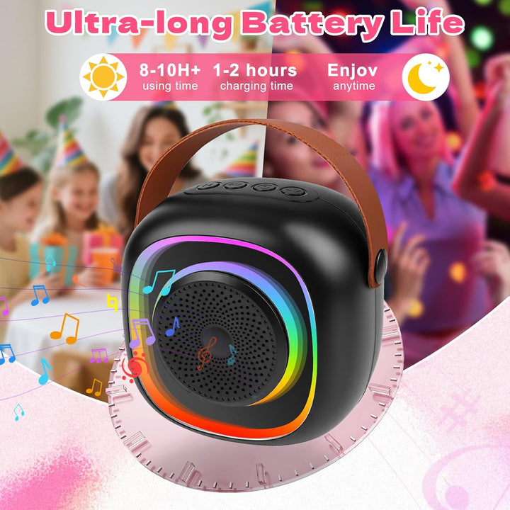 Karaoke Maschine Kinder mit 2 Karaoke Mikrofon Kinde Mini Tragbares Bluetooth Lautsprecher mit Stimm