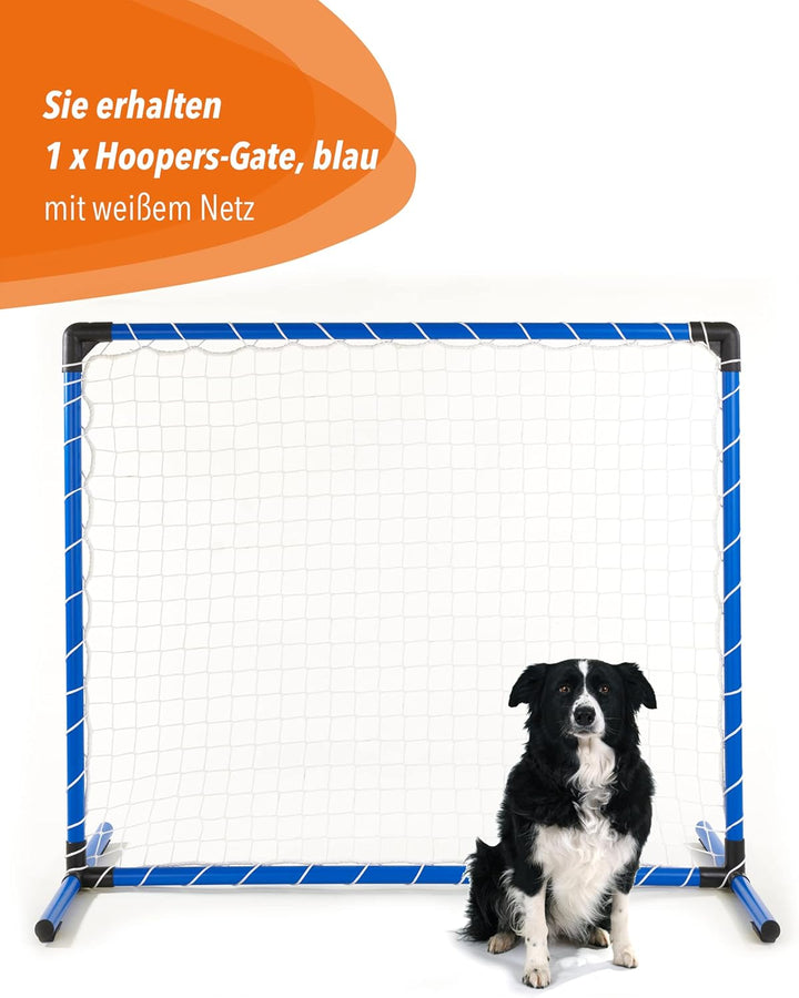 Hoopers-Gate – Blau – 100×90cm – mit weissem Netz – wetterfest & leicht – für Hoopers-Parcours, Blau
