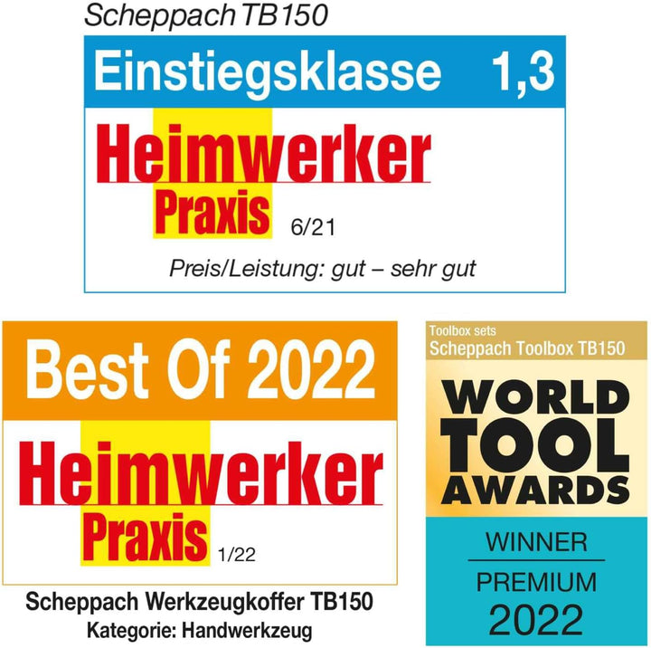 Scheppach TB150 Aluminium Werkzeugkoffer gefüllt 101-tlg Werkzeug Set | Werkstattkoffer mit Schraube