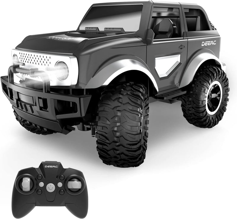 DEERC Ferngesteuertes Auto, 1:18 SUV mit LED-Scheinwerfern, 2,4 GHz, 160 Minuten Spiel, All-Terrain