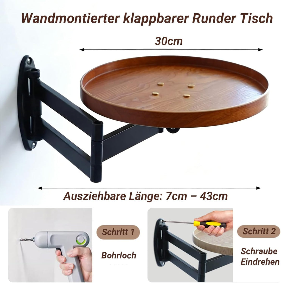 Rund Klapptisch Wand Holz Kleine Wandtisch Ausziehbar Klapptisch Platzsparend Schwebender Nachttisch