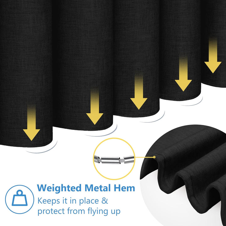 Duschvorhang Leinen mit Metall Duschvorhangringe Stoff Textil Badewannenvorhang Anti Schimmel Bad Vo