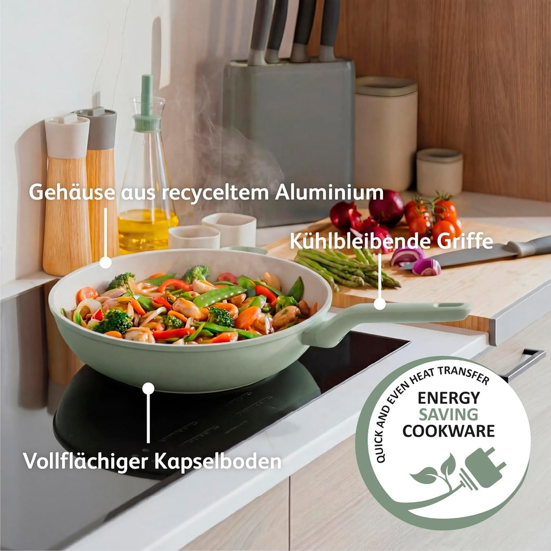Berghoff Leo Balance Wok Pfanne (28cm) - Wok mit Deckel - Antihaft Wokpfanne - für alle Herdarten -