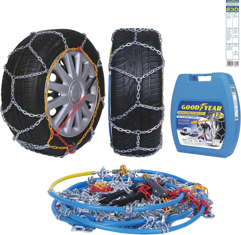 Goodyear 77932 Schneeketten 12 mm für SUV, Lieferwagen und Wohnmobil mit Selbstspannsystem, Grösse 2