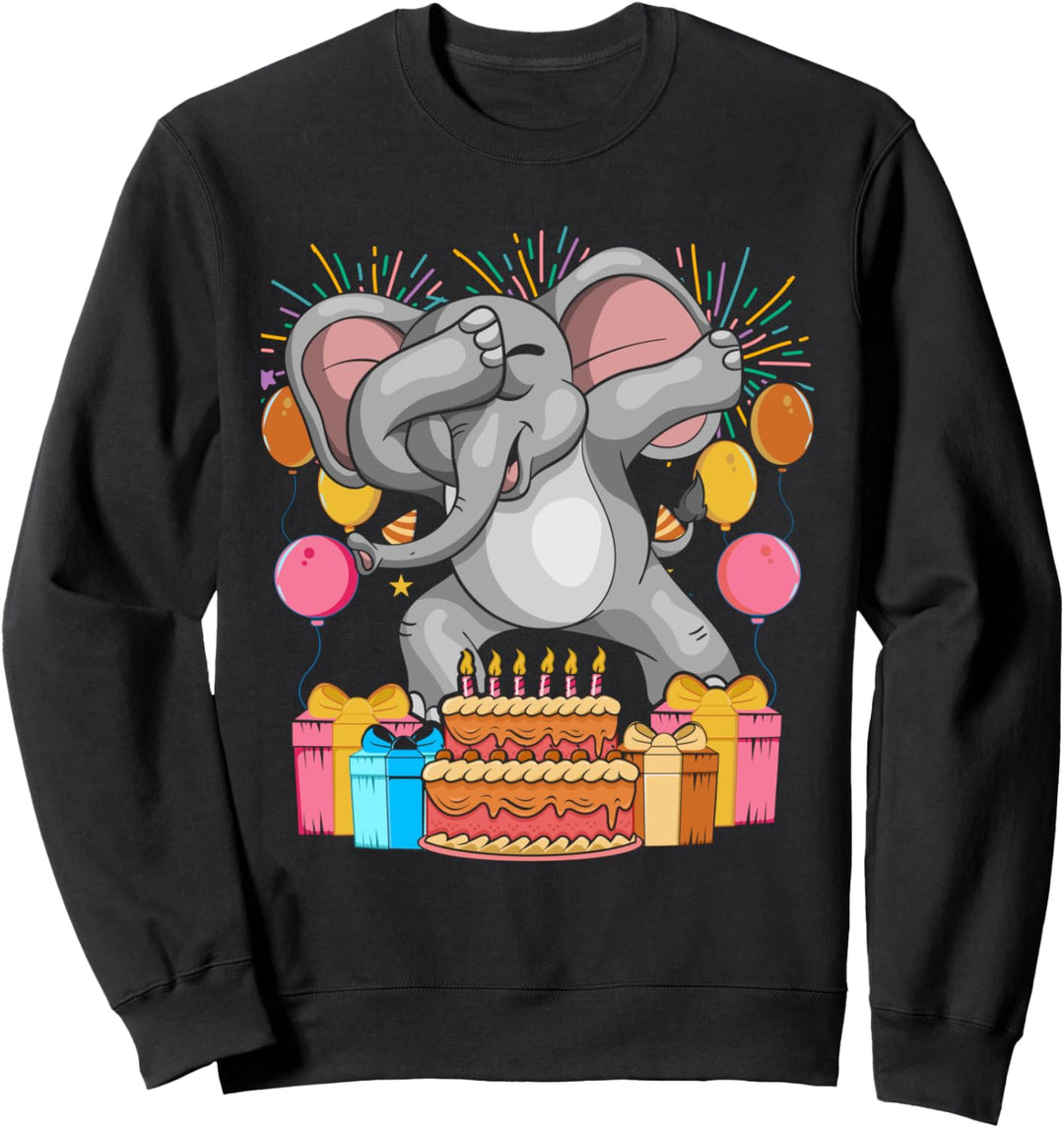 Afrika Zoo Tier Party Kinder Geburtstag Dabbing Elefant Sweatshirt