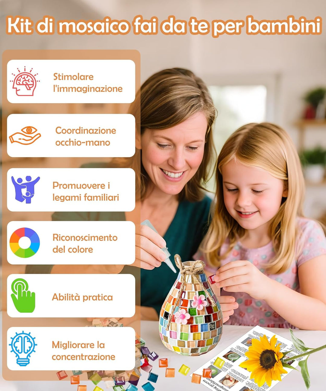 Daity Mosaik bastelset Kinder 7 8 6 10 9 11 Jahre Geschenk Mädchen 6-12 Jahre Mosaik Bastelset Erwac
