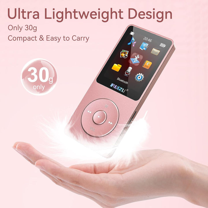 32GB MP3 Player mit Bluetooth 5.3, Ultraleicht (30 Gramm), bis zu 80 Stunden Akkulaufzeit, 1.8-Zoll-