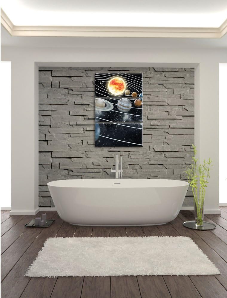 Pixxprint Sonnensystem mit unseren Planeten als Leinwandbild/Grösse: 3 Teilig (120x80) cm/Wandbild/K