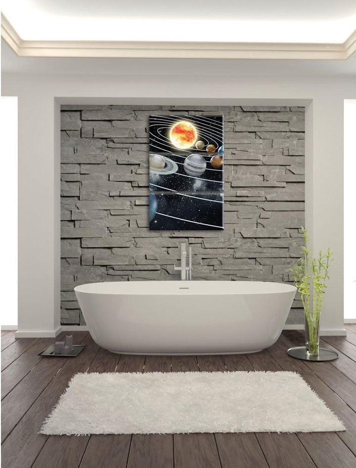 Pixxprint Sonnensystem mit unseren Planeten als Leinwandbild/Grösse: 3 Teilig (120x80) cm/Wandbild/K