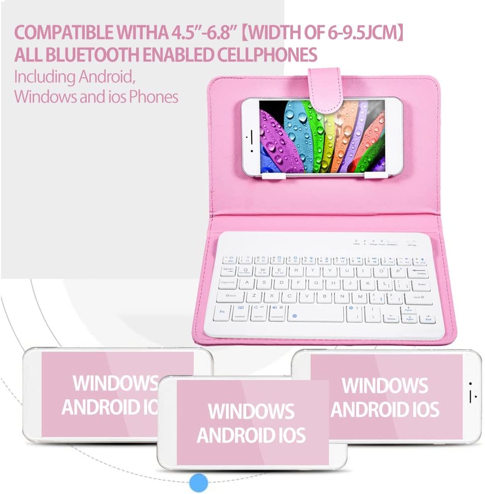 Telefon Universal Wireless Bluetooth Tastatur, Flip Magnetic Leather Travel Tragetasche mit Ständer