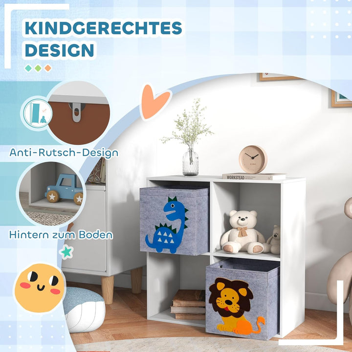 ZONEKIZ Kinderregal Bücherregal für Kinder Spielzeug-Organizer Kinderzimmerregal mit 2 Aufbewahrungs