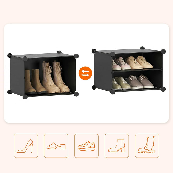 HOOBRO Schuhregal mit 10 Ebenen, Schmal Schuhschrank, Schuh-Organizer, mit Türen, Kunststoff, DIY St