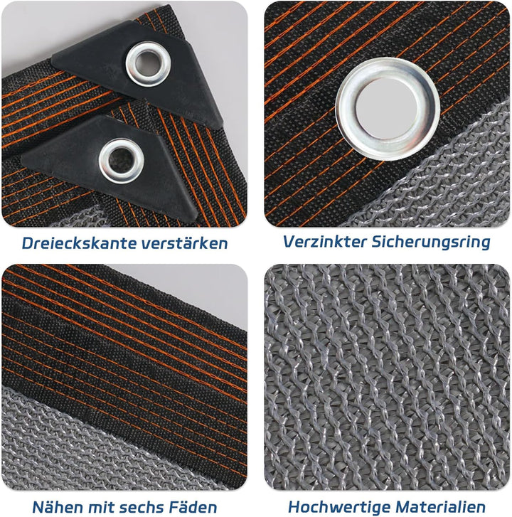QOFLY Outdoor Schattennetz 2x5m, Einfacher Zu Hängendes Schattiernetz Grau Sichtschutznetz, Beständi