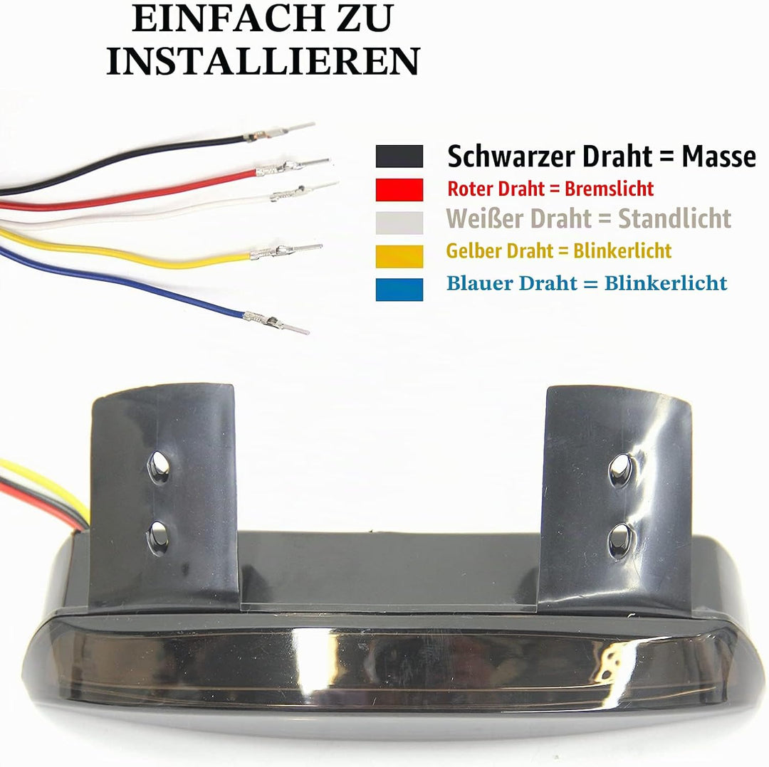 JMTBNO Motorrad Rücklicht LED Hinten Fender Edge Bremslicht mit Blinker Licht Stop Lauflicht Lampe 1