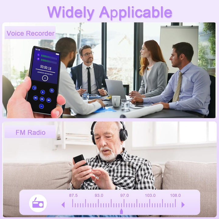 128GB MP3 Player mit Bluetooth MP3-Player mit Eingebauter HD Lautsprecher 450mAh Akku HiFi Sound Fun