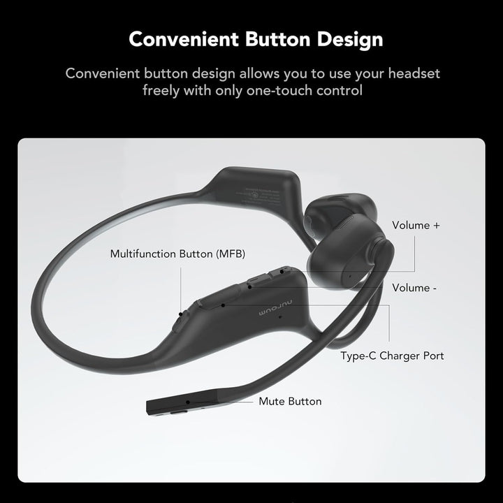 Nuroum OpenEar Pro Bluetooth Kopfhörer mit Noise-Cancelling Mikrofon, Stummschaltung, Bluetooth 5.3