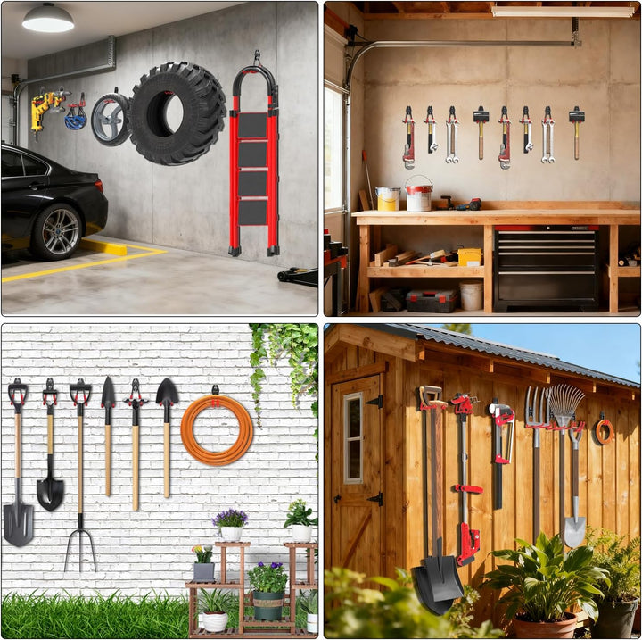 3-H 14 Stück Wandhaken Garage Haken Schwerlast Doppelhaken Multi Grösse Garage Storage Hooks für Lei