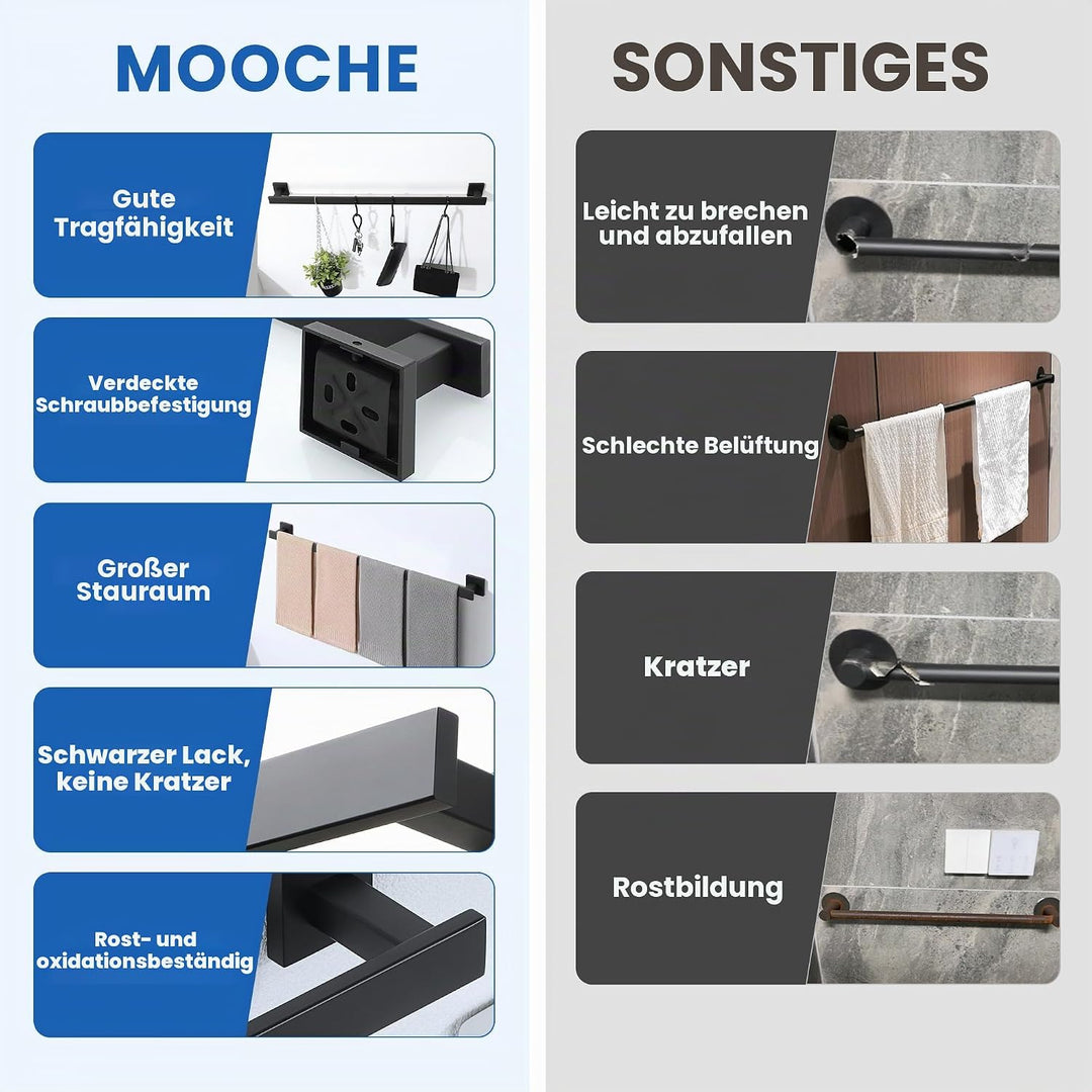 Mooche Handtuchhalter 304 Edelstahl Handtuchstange Wandmontage Handtuchhalter Badezimmer Set Bad Han
