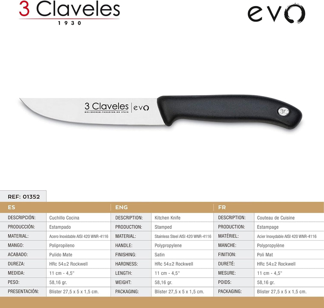 Cuchillo 3 claveles evo cocina 11 cm acero inoxidable molibdeno vanadio 11 cm Küche, 11 cm Küche