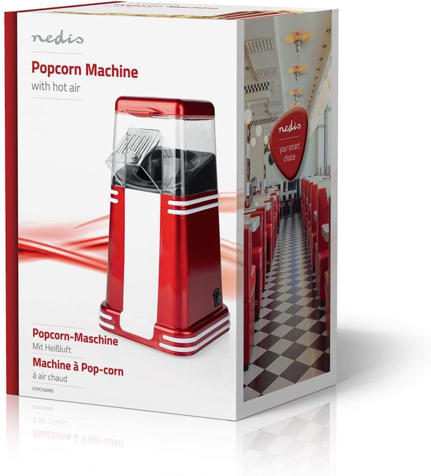 Popcorngerät - 1200 W - 2-4 min - Red/Weiss