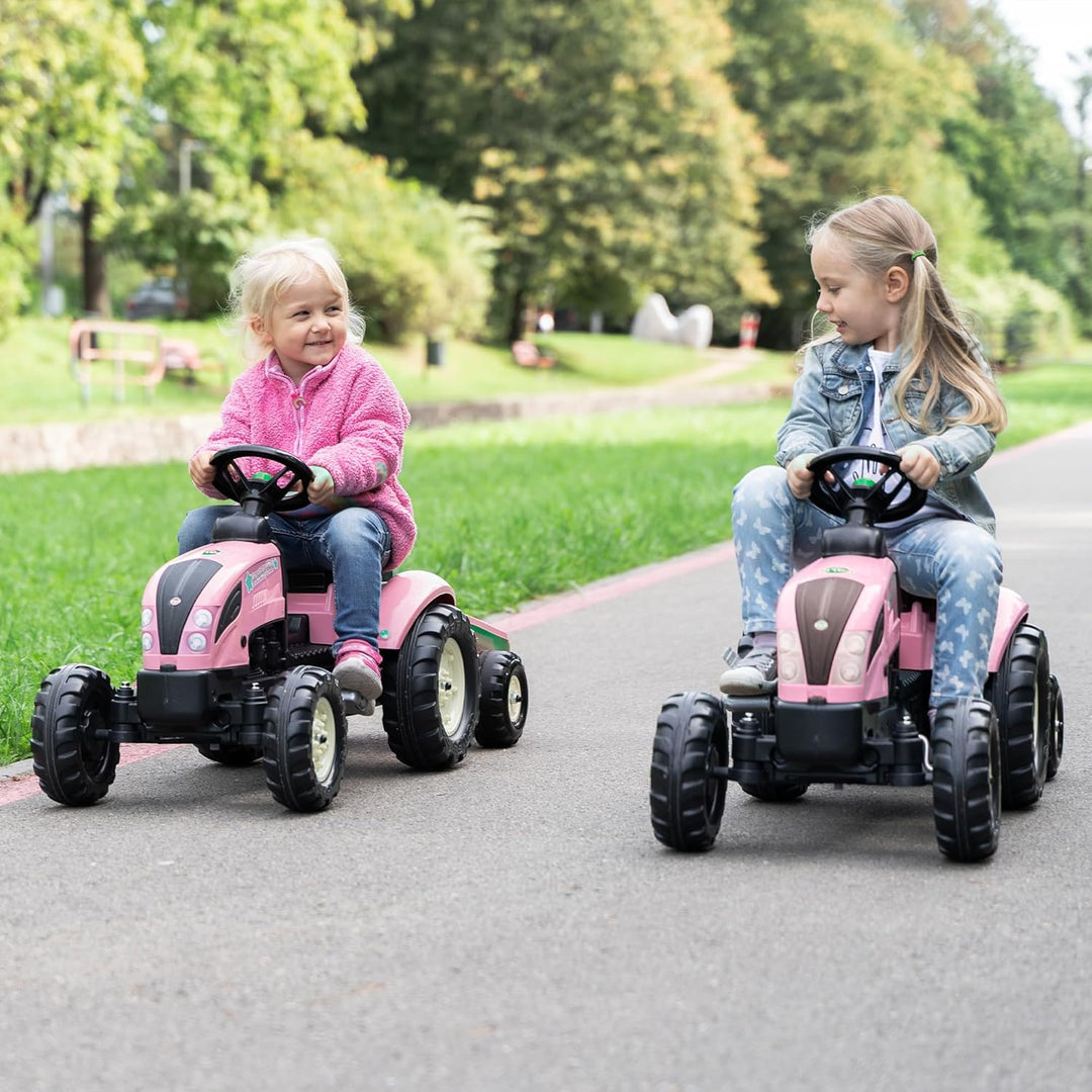 Falk - Traktor mit Pedalen Rainbow Star mit Anhänger – enthält 40% recyceltes Kunststoff 2056L – Ros