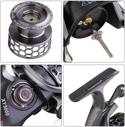 Sougayilang Angelrolle 13 + 1BB leicht, ultra-glatt, Aluminium-Spinnrolle mit gratis Ersatz-Graphits